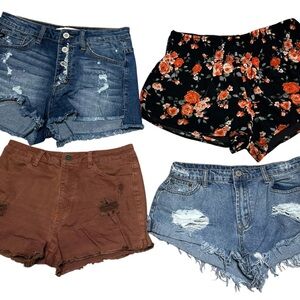 4 Pair Summer Shorts Bundle | RSQ, Forever 21 | Distressed Denim + Floral